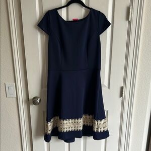 Lilly Pulitzer Navy Dress with Cream Lace Hem